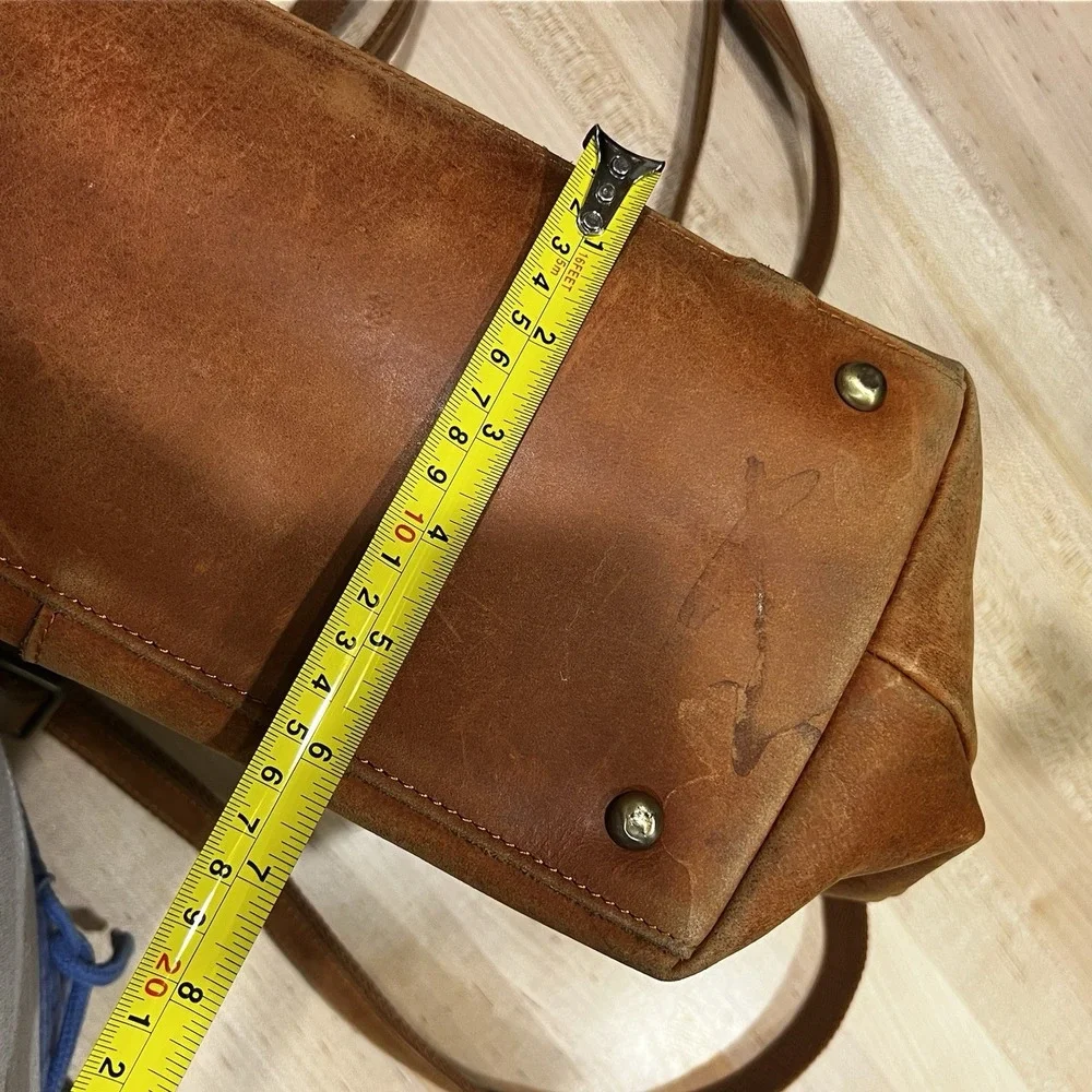 Szone Brown Cowhide Leather Tote Bag, Zipper Closure, Dual Strap, Large Size
